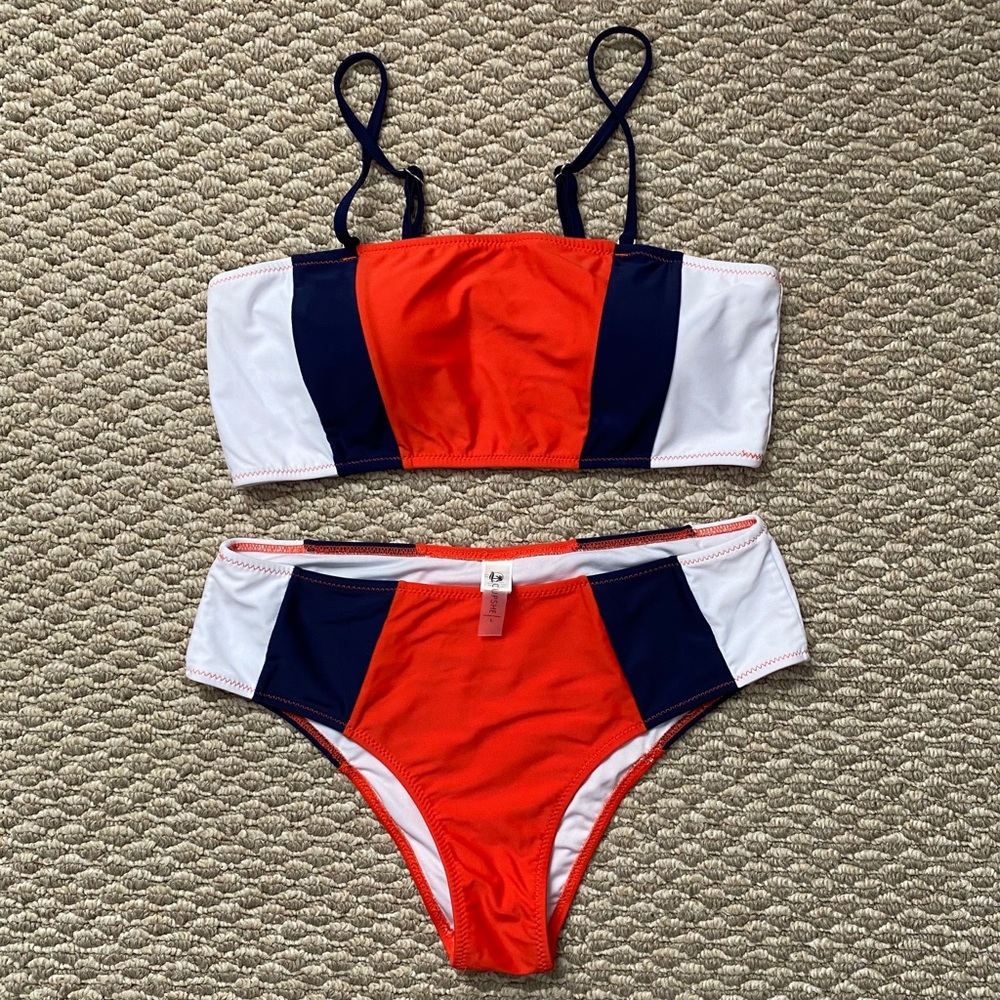 Cupshe NWOT Tri-Color Bandeau Bikini